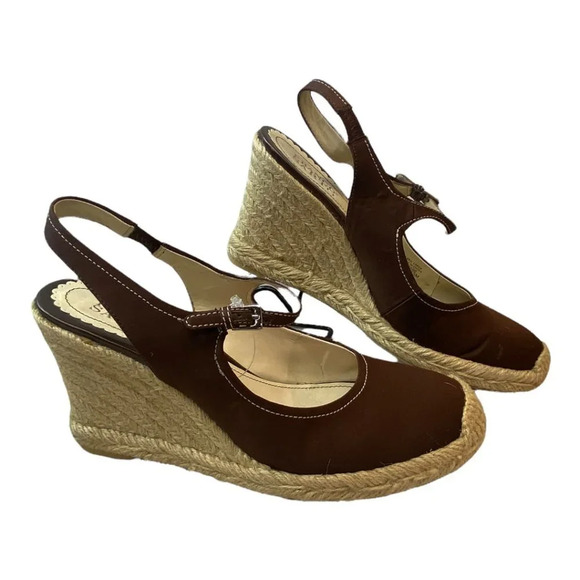 Franco Sarto Brown Straw Wedge Heel Women's‎ Shoes - Picture 1 of 4